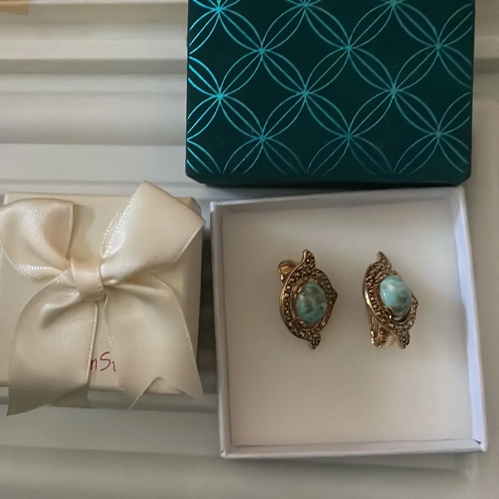 Vintage Sarah Coventry clip on earrings EUC marble - Picture 4 of 7